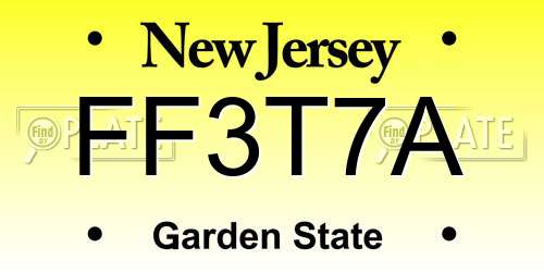 FF3T7A New Jersey License Plate