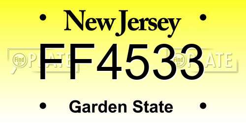 FF4533 New Jersey License Plate