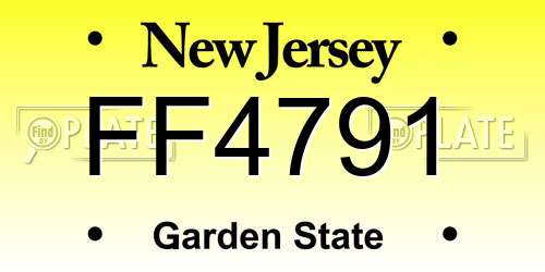FF4791 New Jersey License Plate