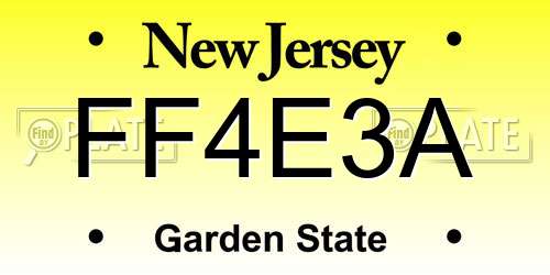 FF4E3A New Jersey License Plate