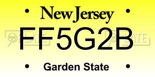 FF5G2B New Jersey License Plate
