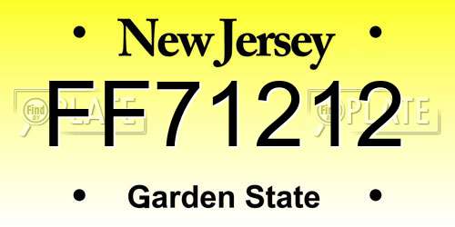 FF71212 New Jersey License Plate