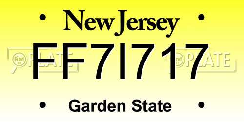 FF7I717 New Jersey License Plate