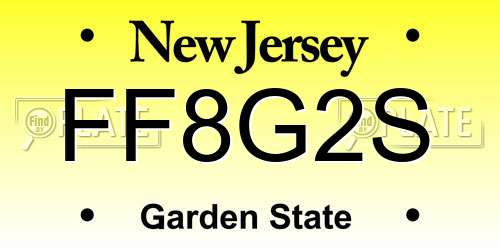 FF8G2S New Jersey License Plate