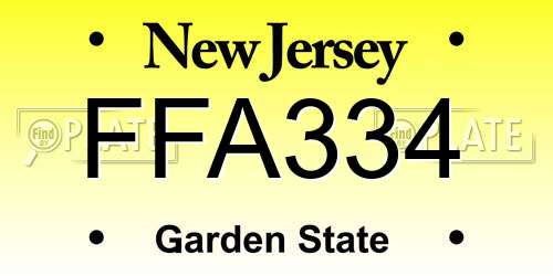 FFA334 New Jersey License Plate
