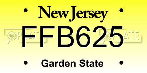 FFB625 New Jersey License Plate