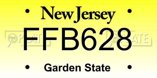 FFB628 New Jersey License Plate
