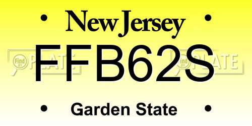 FFB62S New Jersey License Plate