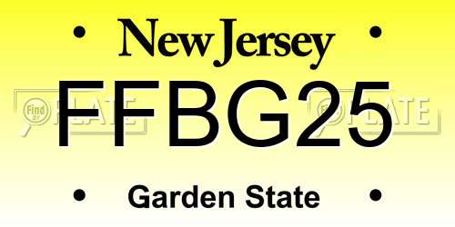 FFBG25 New Jersey License Plate