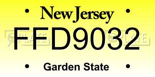 FFD9032 New Jersey License Plate