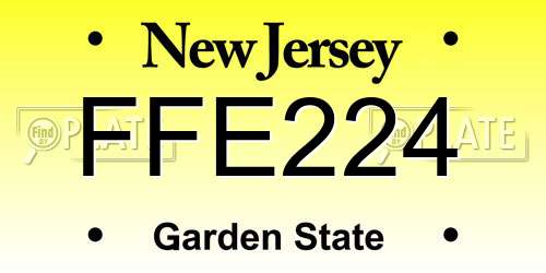 FFE224 New Jersey License Plate