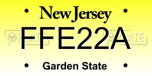 FFE22A New Jersey License Plate
