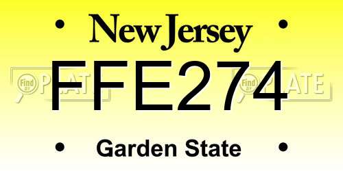 FFE274 New Jersey License Plate