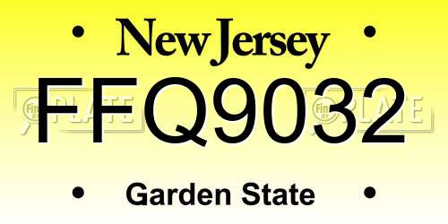 FFQ9032 New Jersey License Plate