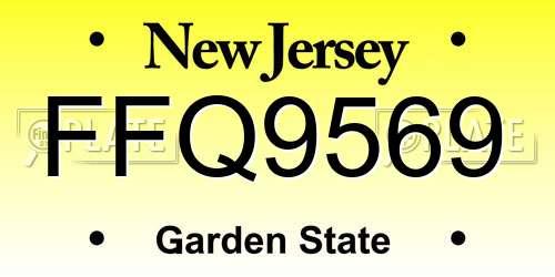 FFQ9569 New Jersey License Plate