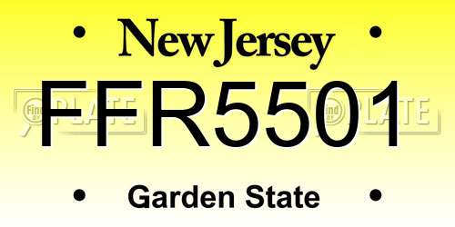 FFR5501 New Jersey License Plate