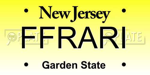FFRARI New Jersey License Plate