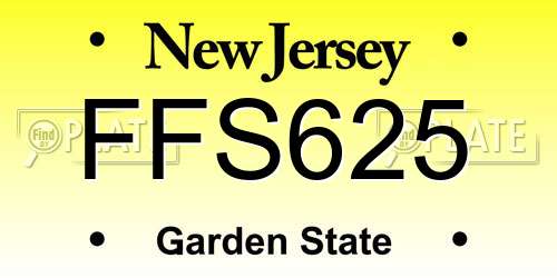 FFS625 New Jersey License Plate