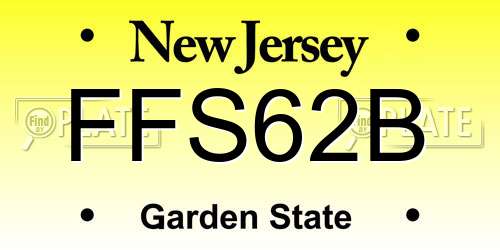 FFS62B New Jersey License Plate