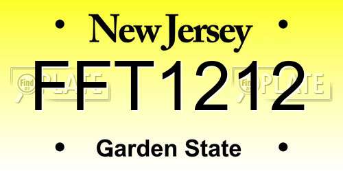 FFT1212 New Jersey License Plate