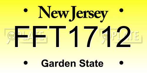 FFT1712 New Jersey License Plate