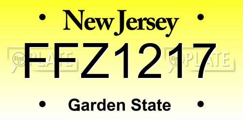 FFZ1217 New Jersey License Plate