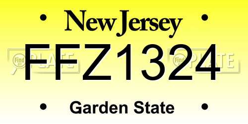 FFZ1324 New Jersey License Plate