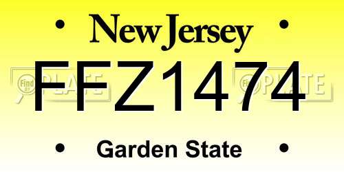 FFZ1474 New Jersey License Plate