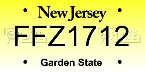 FFZ1712 New Jersey License Plate