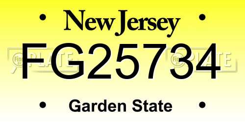 FG25734 New Jersey License Plate