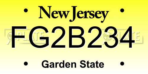 FG2B234 New Jersey License Plate