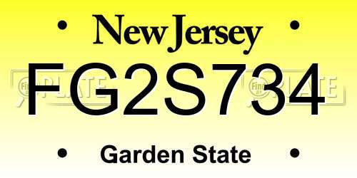 FG2S734 New Jersey License Plate