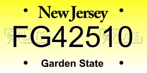FG42510 New Jersey License Plate