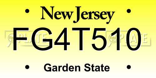 FG4T510 New Jersey License Plate