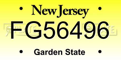 FG56496 New Jersey License Plate