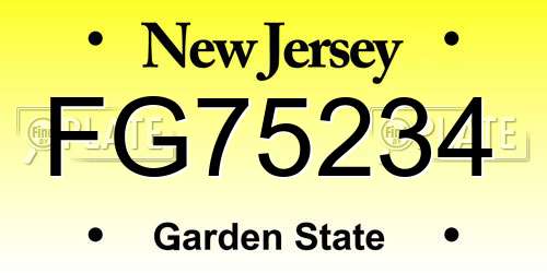 FG75234 New Jersey License Plate