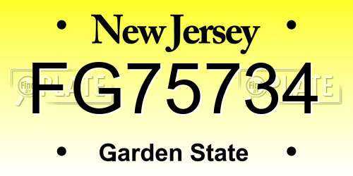 FG75734 New Jersey License Plate