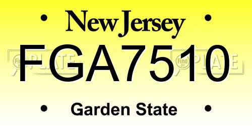 FGA7510 New Jersey License Plate