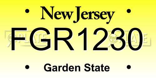 FGR1230 New Jersey License Plate