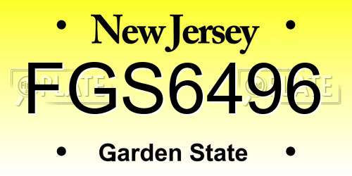 FGS6496 New Jersey License Plate
