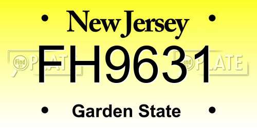 FH9631 New Jersey License Plate