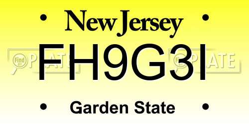 FH9G3I New Jersey License Plate