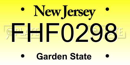 FHF0298 New Jersey License Plate