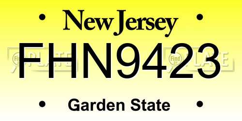 FHN9423 New Jersey License Plate