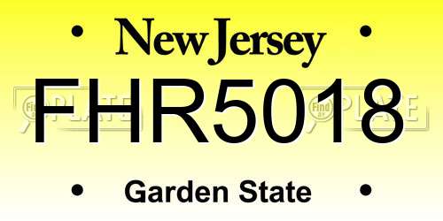 FHR5018 New Jersey License Plate