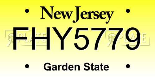FHY5779 New Jersey License Plate