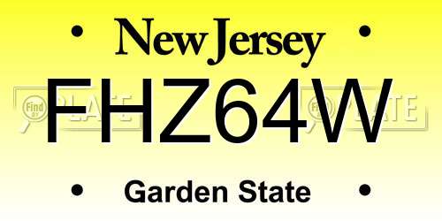 FHZ64W New Jersey License Plate
