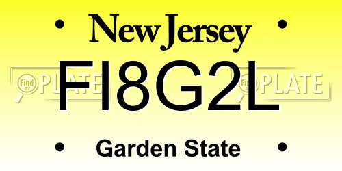 FI8G2L New Jersey License Plate