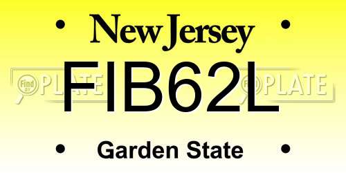 FIB62L New Jersey License Plate