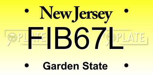 FIB67L New Jersey License Plate
